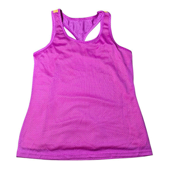 Danskin Shirt- Fuchsia Orange Tank Top Double Layer Perforated Women's Clothing - Picture 1 of 6